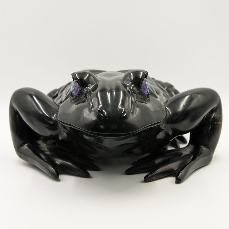 Jet Black Frog with Opal Eyes – House of Whitley