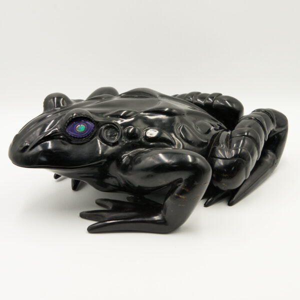 Jet Black Frog with Opal Eyes